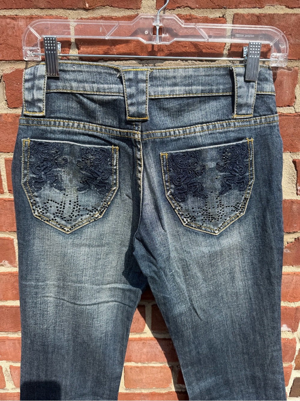 Sick Y2K Dark Wash Embroidered Back-Pocket Women’s Jeans